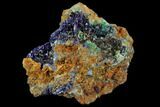Sparkling Azurite Crystals With Malachite - Mexico #126992-1